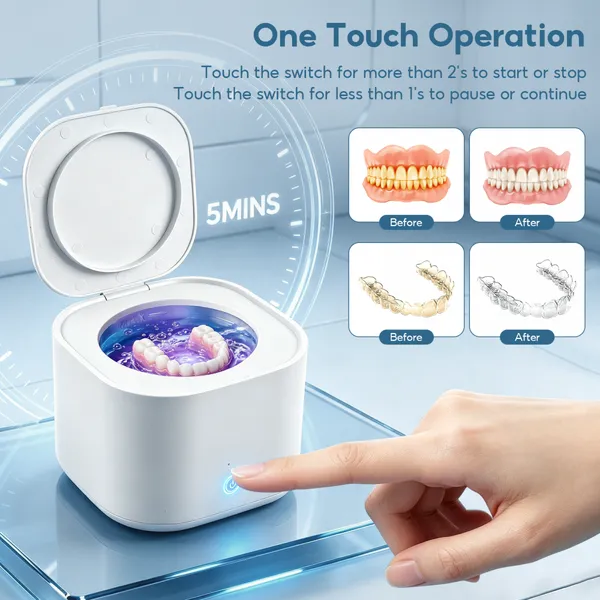 Ultrasonic Jewelry Cleaner, 48KHz Ultrasonic Cleaner Machine for Jewelry, Rings, Watch Strap, 304 Stainless Steel Tank photo-4
