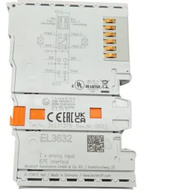 Beckhoff EL3632 EtherCAT Terminal 2-Channel IEPE Vibration Sensor Input Module 16-bit 50 Ksps Condition Monitoring photo-2