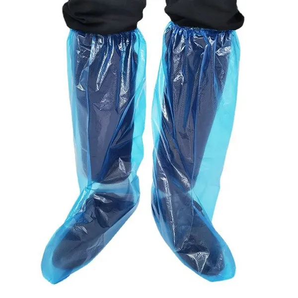 High-Top Disposable Rain Shoe Covers Non-Slip Over-The-Knee Plastic Foot Protective Boot Covers Cycling Rain-Proof for Wholesale