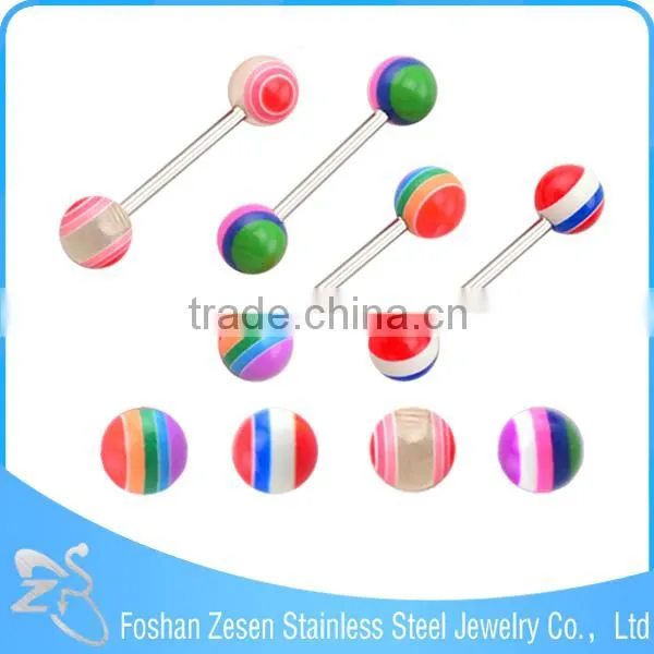 Factory Direct Sale Surgical Steel Women Colorful Resin Ball Best Design Tongue Ring photo-5
