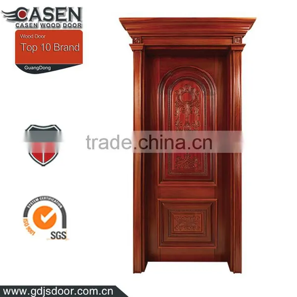 High Quality Decorative Villa/apartment Entrance Walnut Single Wood Carved Doors photo-2