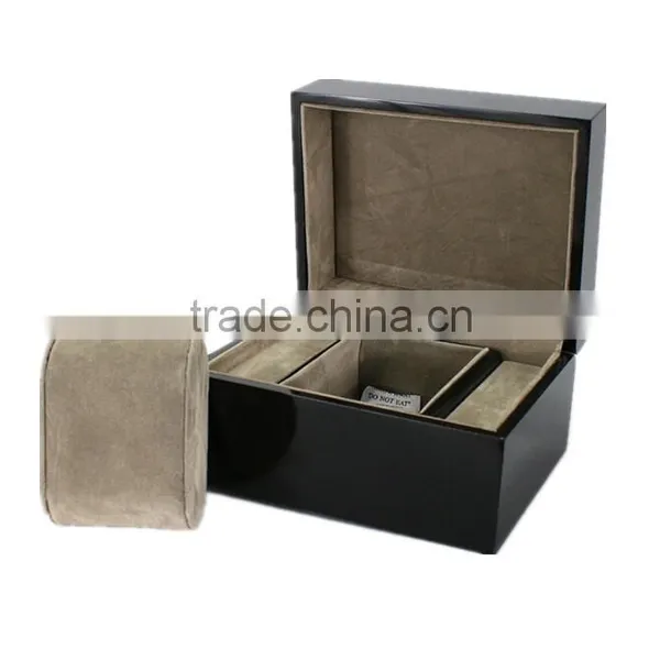Black Lacquered Finished Wood Watch Gift Box Watch Packaging Box photo-3
