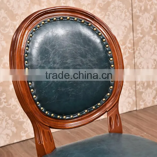 French Louis Chair Wood Frame Bar Stool Leather Chairs photo-2