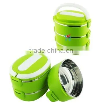 2014 New Design Printed Bento Stainless Steel and PP Plastic Lunch Box 3 Tiers With Buckle photo-2