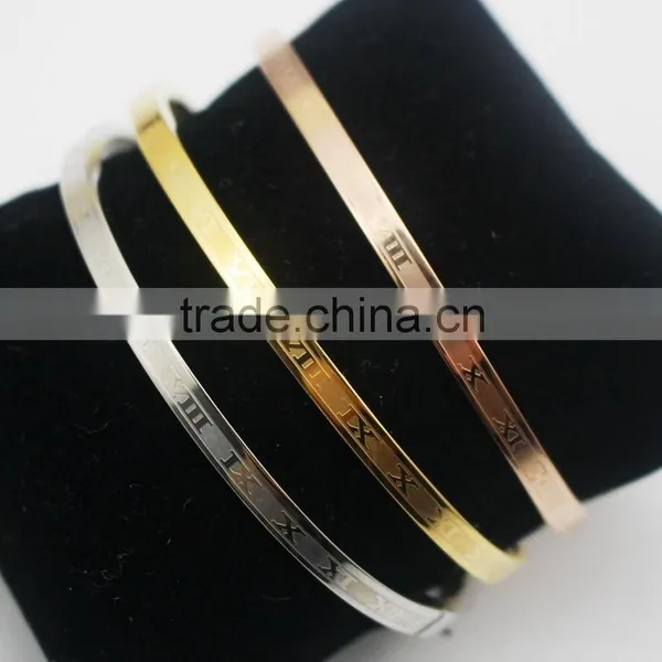 Fashion 3Colors Rose Gold Roman Numeral Stainless Steel Bracelet photo-3