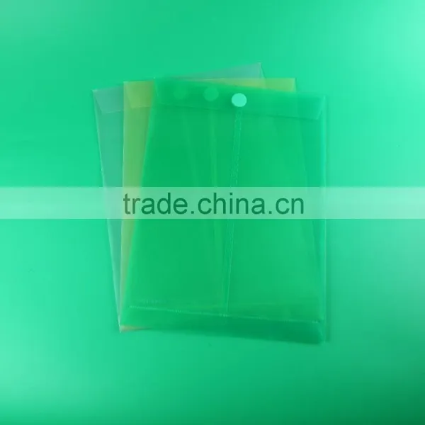 vertical sticker closure plastic document bag in A4 size, clear pp file holder, presentation file folders