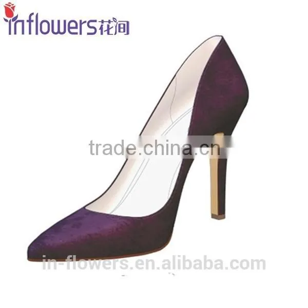 Purple Satin Materal Eneglat Women High Heel Shoes