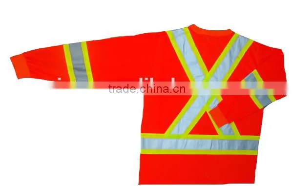 Reflective Work Shirts Safety Reflective Shirt Safety Orange Long Sleeve photo-2
