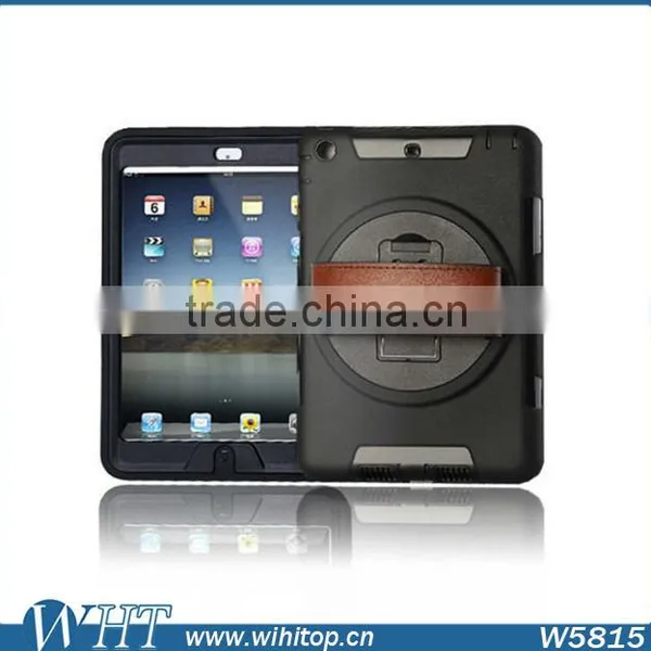 Genuine Leather Hand Strap Rotating 3 Layer Heavy Duty Hybrid Armor Case for IPad Mini 1 2 3, With Touchable Screen photo-3