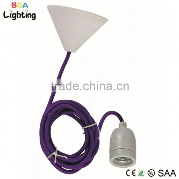 E26 Porcelain Pendant Light With Fabric Wire