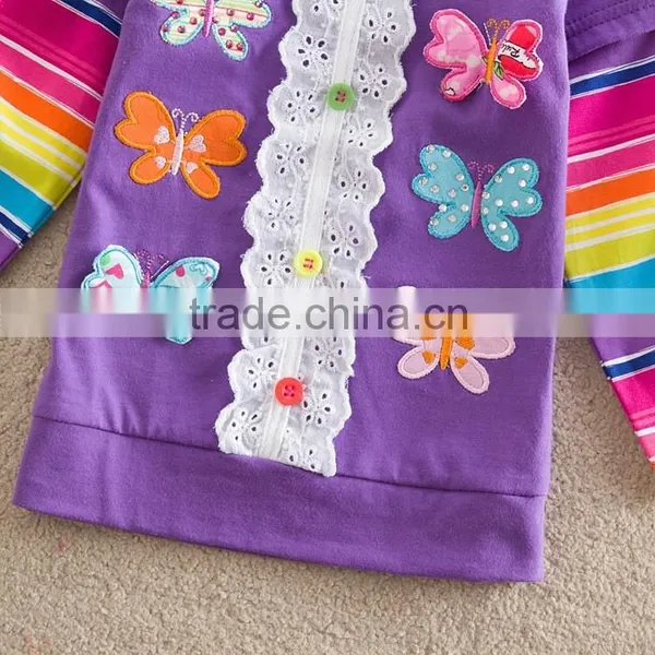 2-6Y (65512#Purple&Fuchsia)Flags Kids Baby Girl Cotton Jersey Chilren New Butterfly t Shirt photo-5