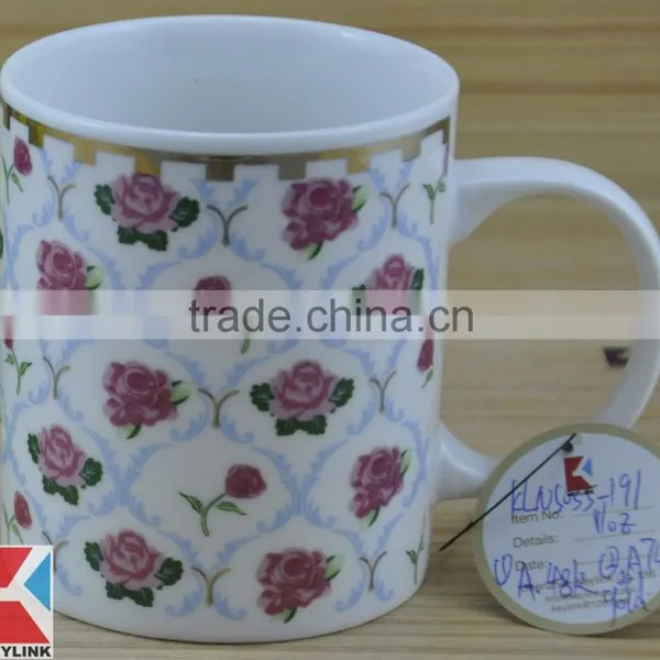 11OZ Flowers Decal Printed Coffee Cups, Shiny Surface New Bone China Mug, KL5004-348 photo-3