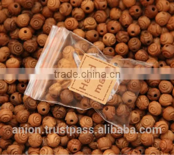 Olive Wood Carved Round Beads photo-2