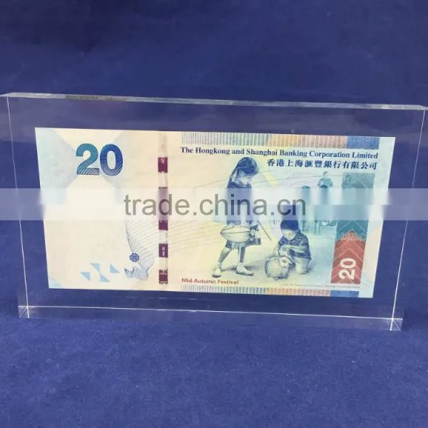 Transparent Plastic Acrylic Logo Block With Money photo-3