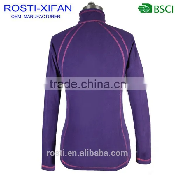 Women Running Outerwear Micro Polar Soft Shell Fleece Shirt Pullover With Half Zip photo-3