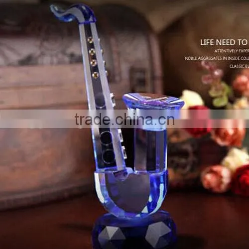 Crystal Bule Glass Saxophone Musical Instrument for Home Decorations & Gifts.crystal Saxophone Model photo-3