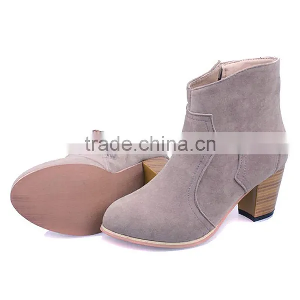 Spring and Autumn Fashion Vintage Women's Thick Heel Boots Solid Color Nubuck Leather Side Zipper Women Boots With a Single photo-3