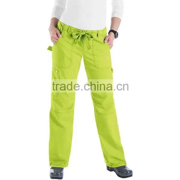 Two Pockets Elastic Waist Medical Scrub Pants With Self Fabric Drawstring photo-3