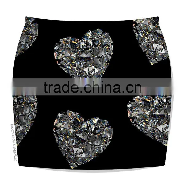 2015 Women Mini Skirt Heart Sublimation Printing Pencil Skirt N20-4 photo-2