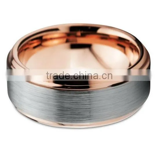 8MM Rose Gold Tungsten Carbide Ring, Brushed Two Tone Tungsten Carbide Ring, Hot Sale Tungsten Ring photo-4