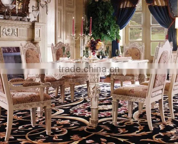 Hand Carved European Rectangle Oak Wood Expandable Dining Table With Chairs(MOQ=1 SET) photo-2