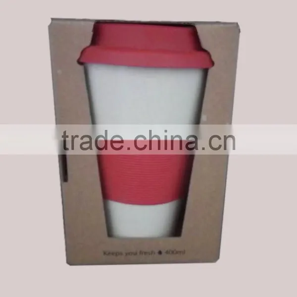 Biodegradable Bamboo Fiber Large Drinking Cup/mug With Lid and Ring photo-4