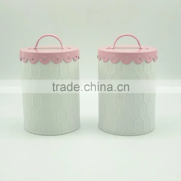Powder-Coated Retro Metal Embossed Dianond Tea Coffee Sugar Storage Canister,Bread Bin,Cake Tin photo-3