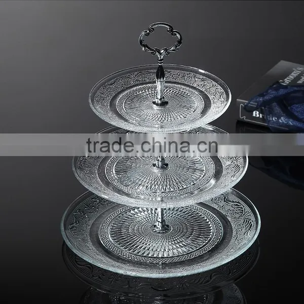 Crystal Glass Charge Plate With Metal Stand Rack Set for Wedding Party photo-2