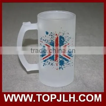 Transparent and Frosted Big Glass Beer Mugs With Handle photo-6