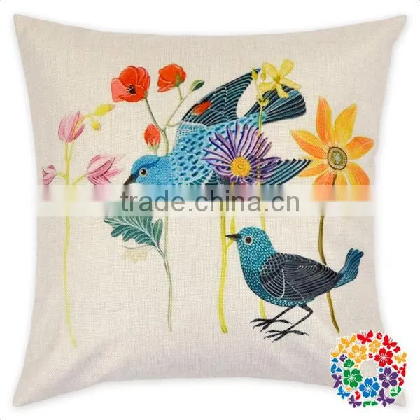 Flower Print Cushion Cover For Chair 17.3*17.3 Inches Decoration Hemp Pillow Cover photo-5
