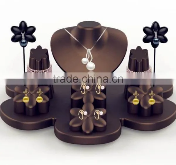 Custom Design Jewelry Decoration Shop Earring Necklace Ring Leather Jewelry Display Set photo-2