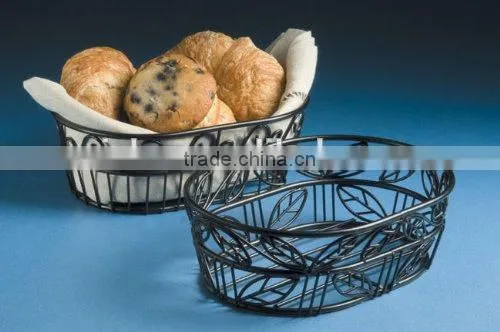 Leaf Design Wrought Iron Steel Bread Basket Bowl photo-2