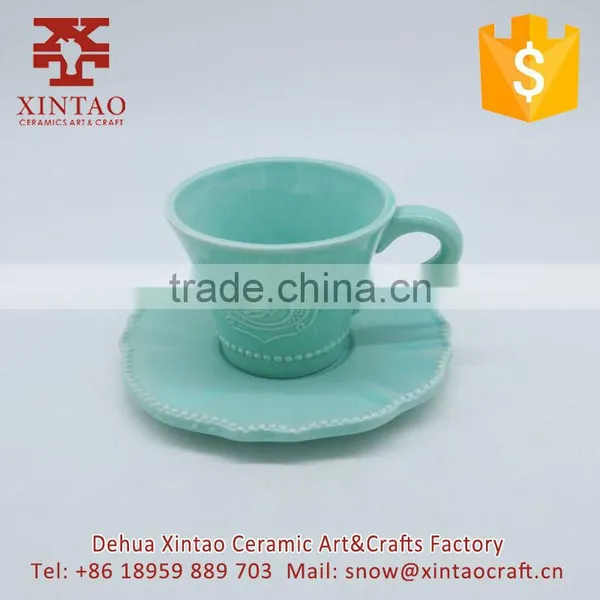 Blue Elegant Porcelain Embossed Flower Ceramic Tea Pot photo-4