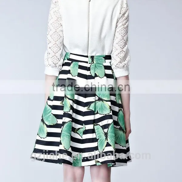 Hot Sale Fashion Women A-line Fresh Printing Pleated Skirts High Waist Skirt Wholesale Dress photo-4