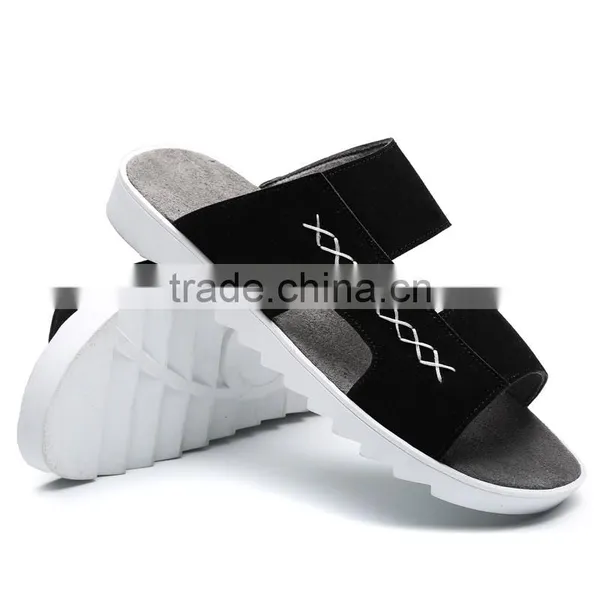 Fashion Summer Adults Leather Slippers Shoes for Male, Men Casual Slippers Good Quality From Jinjiang Factory photo-5