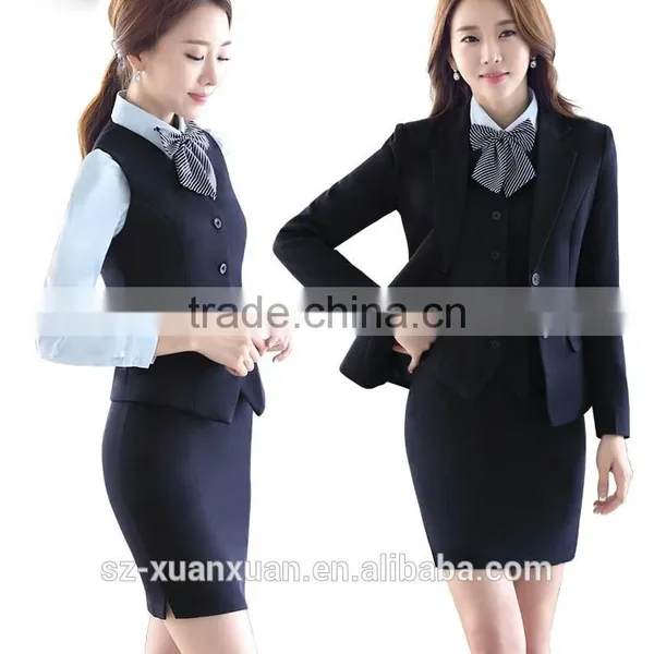 Custom Fashion Women Unifiorm Suit 3 Pieces for Hotel/ Office/ Long Sleeve Uniform photo-5