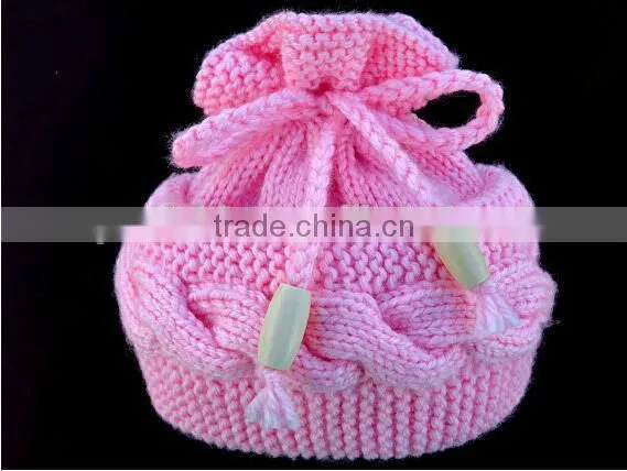 Wholesale Pure Colors Winter Knitting Beanies Baby Kids Bowknot Crochet Hats photo-4