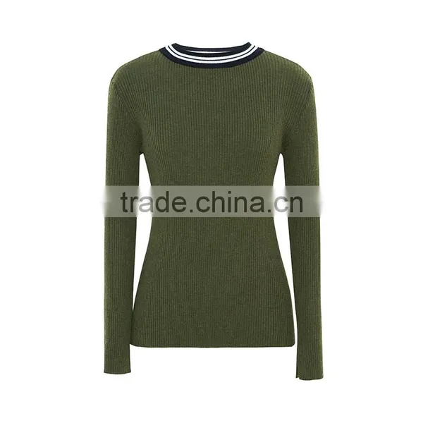 Green Color Women Sweater 2017 Fashion Round-neck Pullover Sweater photo-3