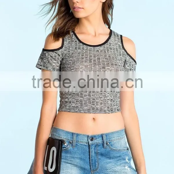 Ribbed Cold Shoulder Trend Crop Top Women Tank Tops in Bulk photo-2