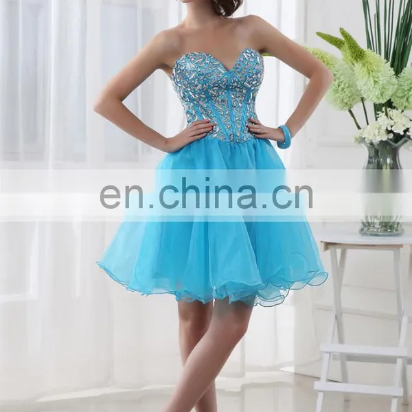 Wholesale Sweetheart Sleeveless Crystal Tulle Short Cocktail Dress SD015 photo-6