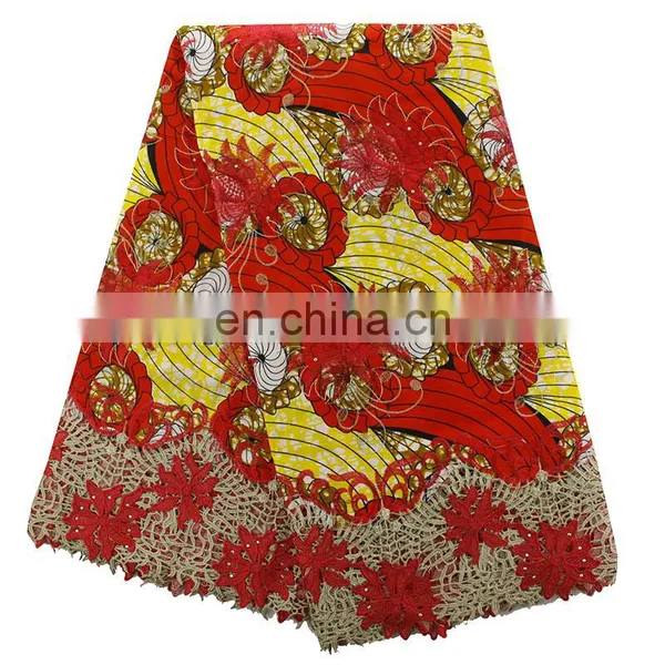 2016 Fashionbale African Ankara Mixed With French Net Lace for Women