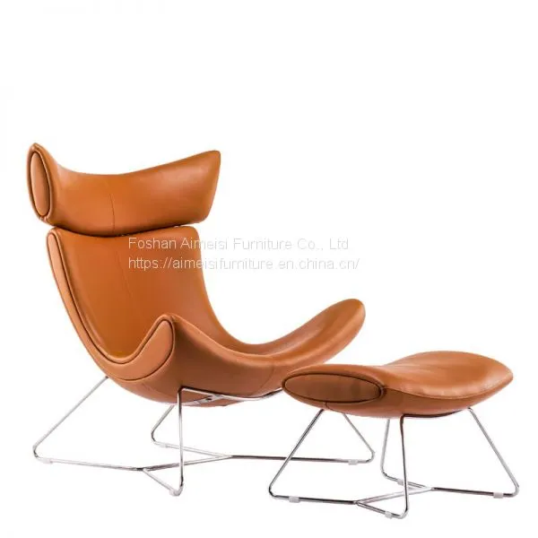 Modern Fiberglass Stainless Steel Legs Leather Rest Lounge Chairs photo-2