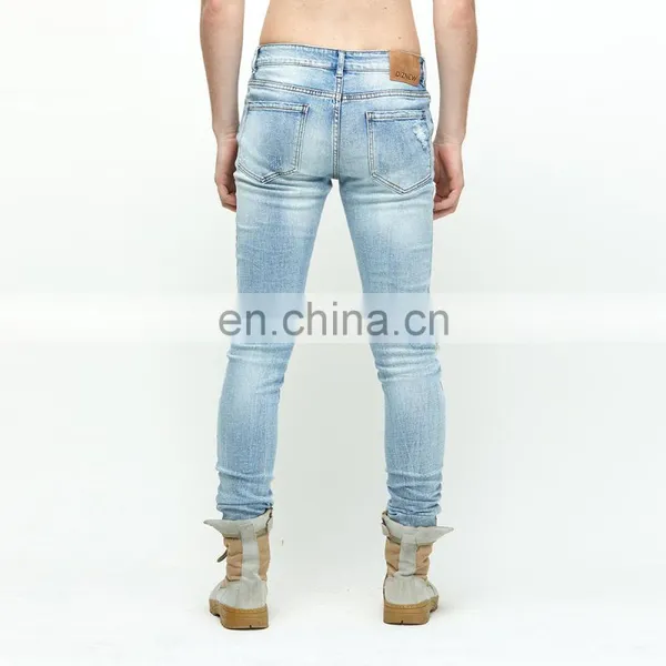 DiZNEW 2020 Wholesale Custom Slim Fitting Printed Ripped Denim Jeans Men photo-3