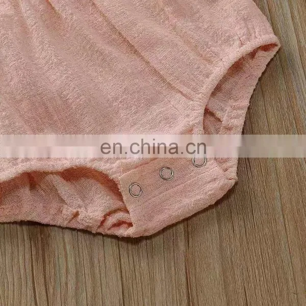 Solid Color Breathable Newborn Baby Romper Long Sleeve Baby Clothes Linen photo-5