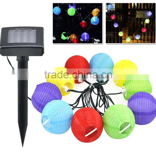 Christmas Solar Power 10 Led Paper Lantern photo-2
