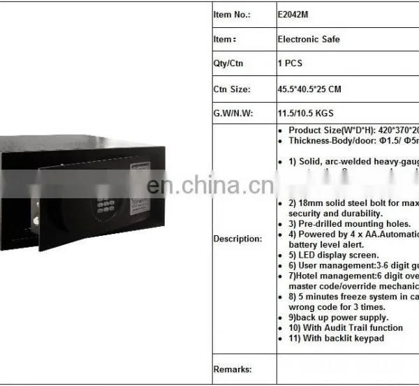 Hotel Electronic Safe Deposit Box Locker With Laptop Size 12 Inches photo-3