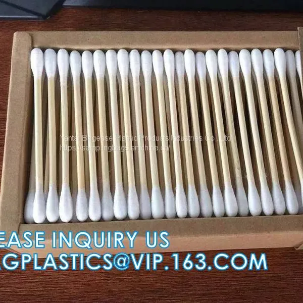 Эко q tips одноразовые хлопяные ушки для очистки ушей на бамбуковой палочке, одноразовый инструмент для макияжа в промышленной чистовой комнате