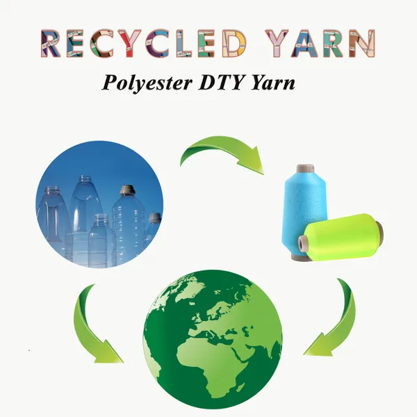 100% Recycled Polyester Yarn GRS Certificate Polyester Dty Yarn Low Breakage Yarn Polyester With 536 Stock Colors photo-3