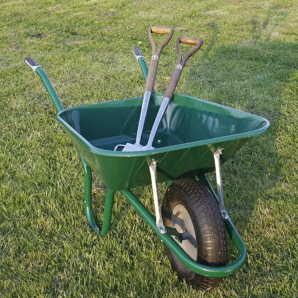 Heavy Duty Garden Construction Wheelbarrow With Steel Tray for Farm Yard Building Material Transport Wholesale photo-2