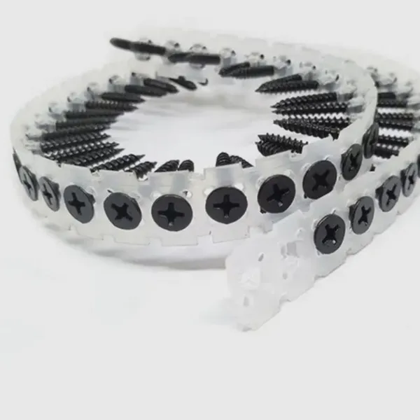 Factory Supply Collated Drywall Screws for Commercial Drywall Construction, Coarse Thread Black Phosphate Plastic Strip photo-2
